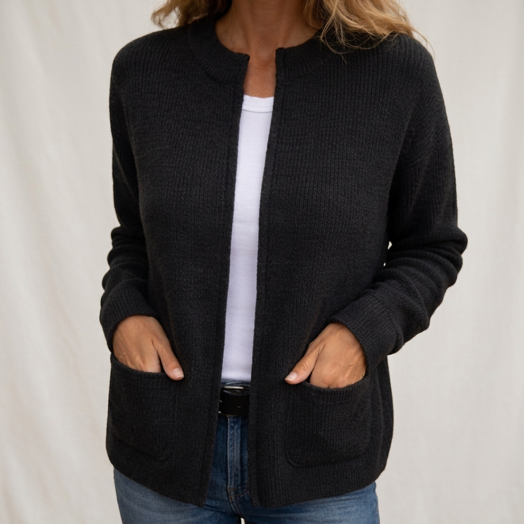 Women's Zip Up Cardigan, Relaxed Knit with Pockets - Maeve