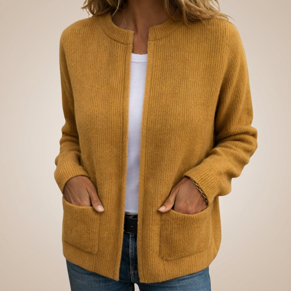 Women's Zip Up Cardigan, Relaxed Knit with Pockets - Maeve