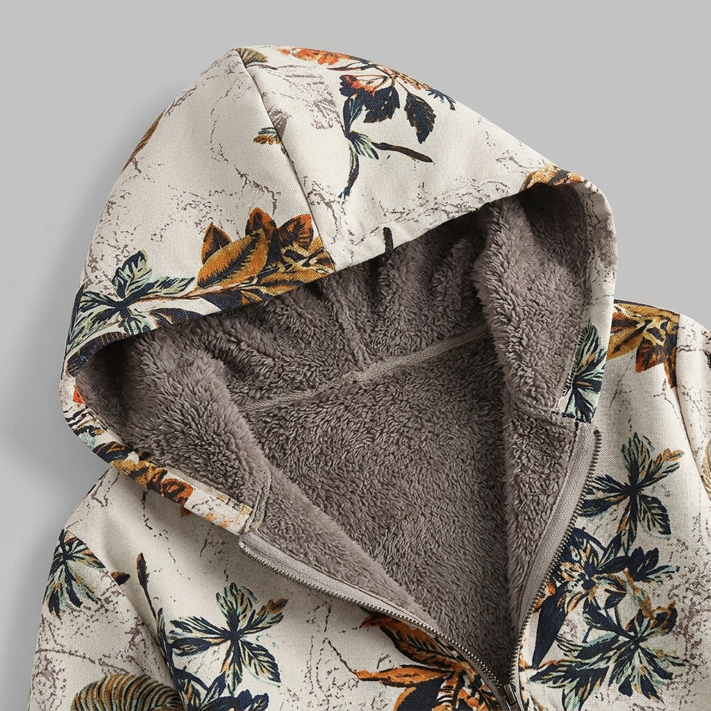Women's Floral Fleece-Lined Parka, Hooded Zip-Up