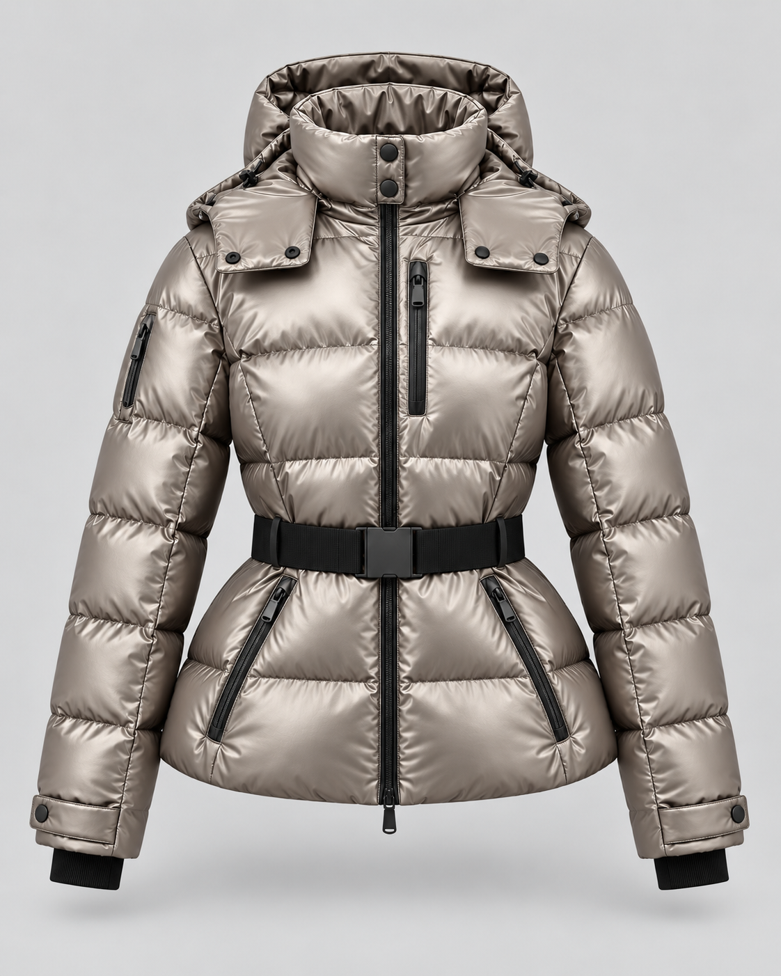 Kacob | Women's Hooded Belted Puffer Jacket