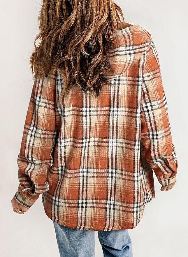Women's Plaid Flannel Jacket with Sherpa Collar - Mireille