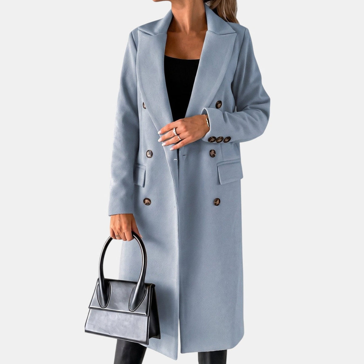 Women's Wool Trench Coat – Double-Breasted Longline