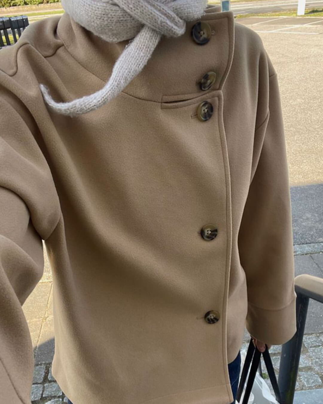 Women's Wool Jacket – Button Front Stand Collar