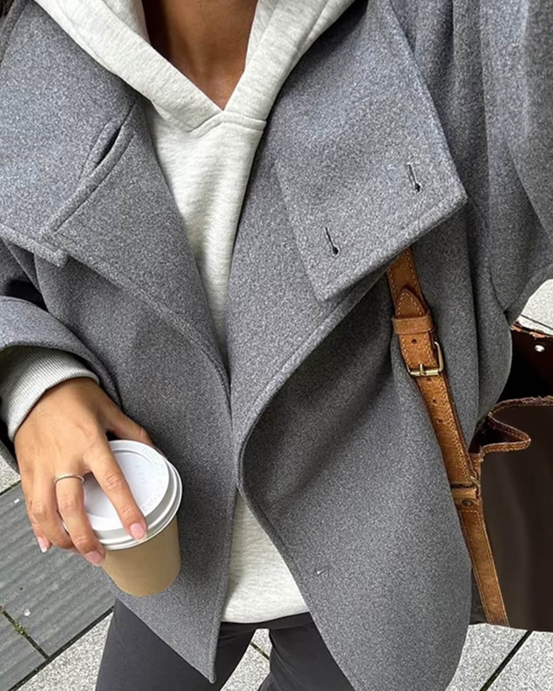 Women's Wool Jacket – Button Front Stand Collar