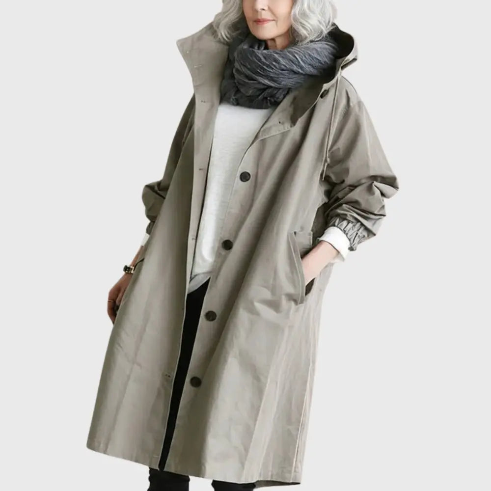 Rosie | Waterproof Trench Coat Hooded Long Women's Raincoat