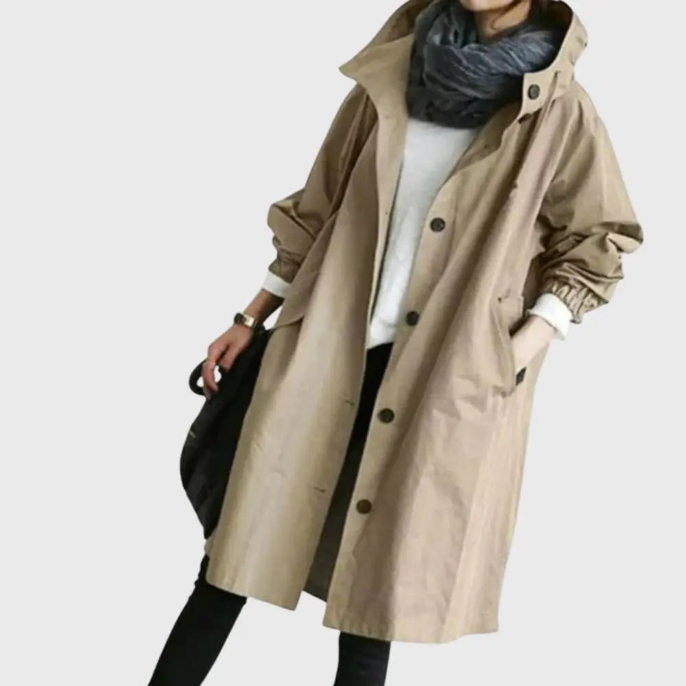 Rosie | Waterproof Trench Coat Hooded Long Women's Raincoat