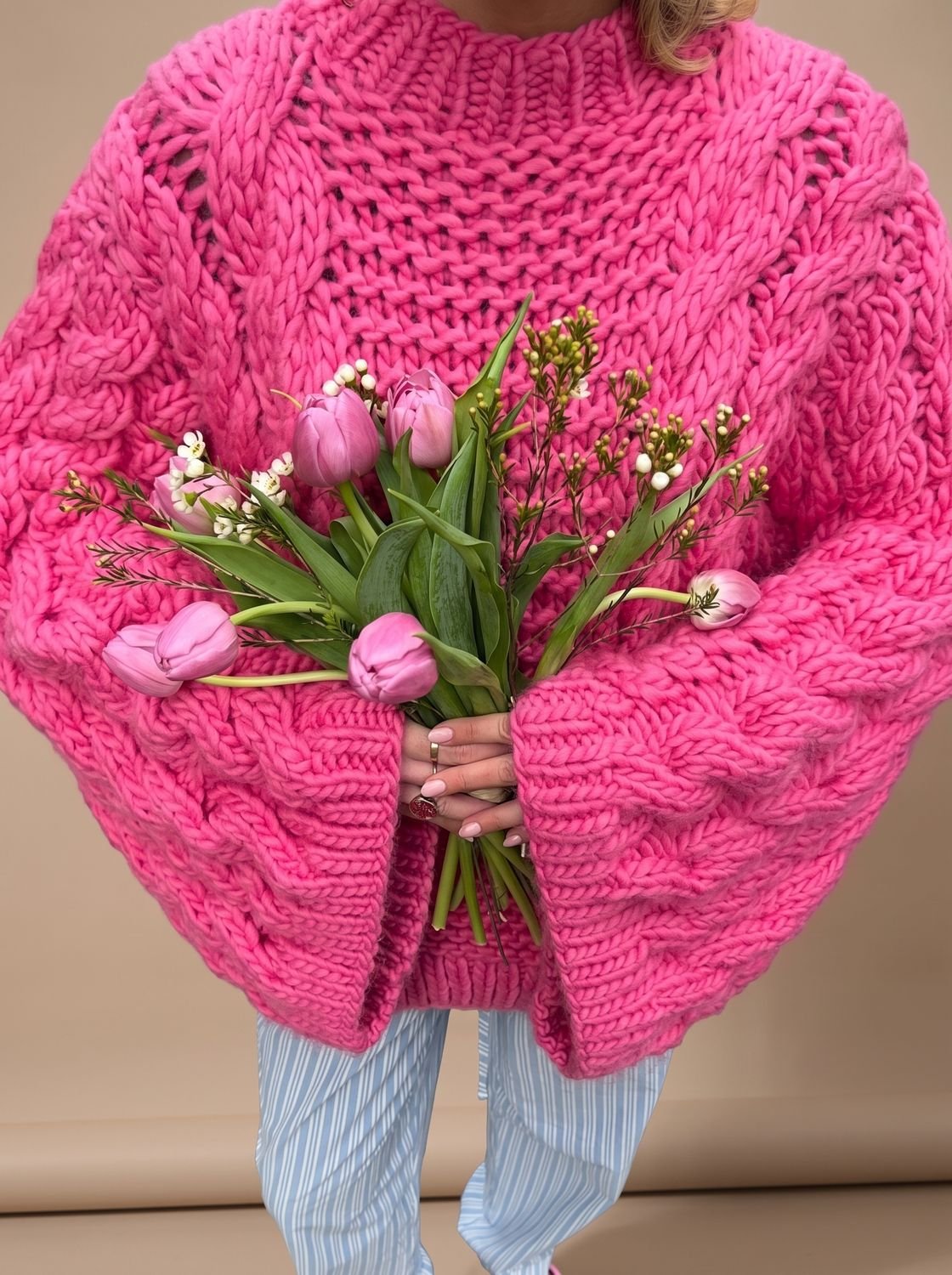 Women's Oversized Chunky Cable Knit Sweater - Ambrose