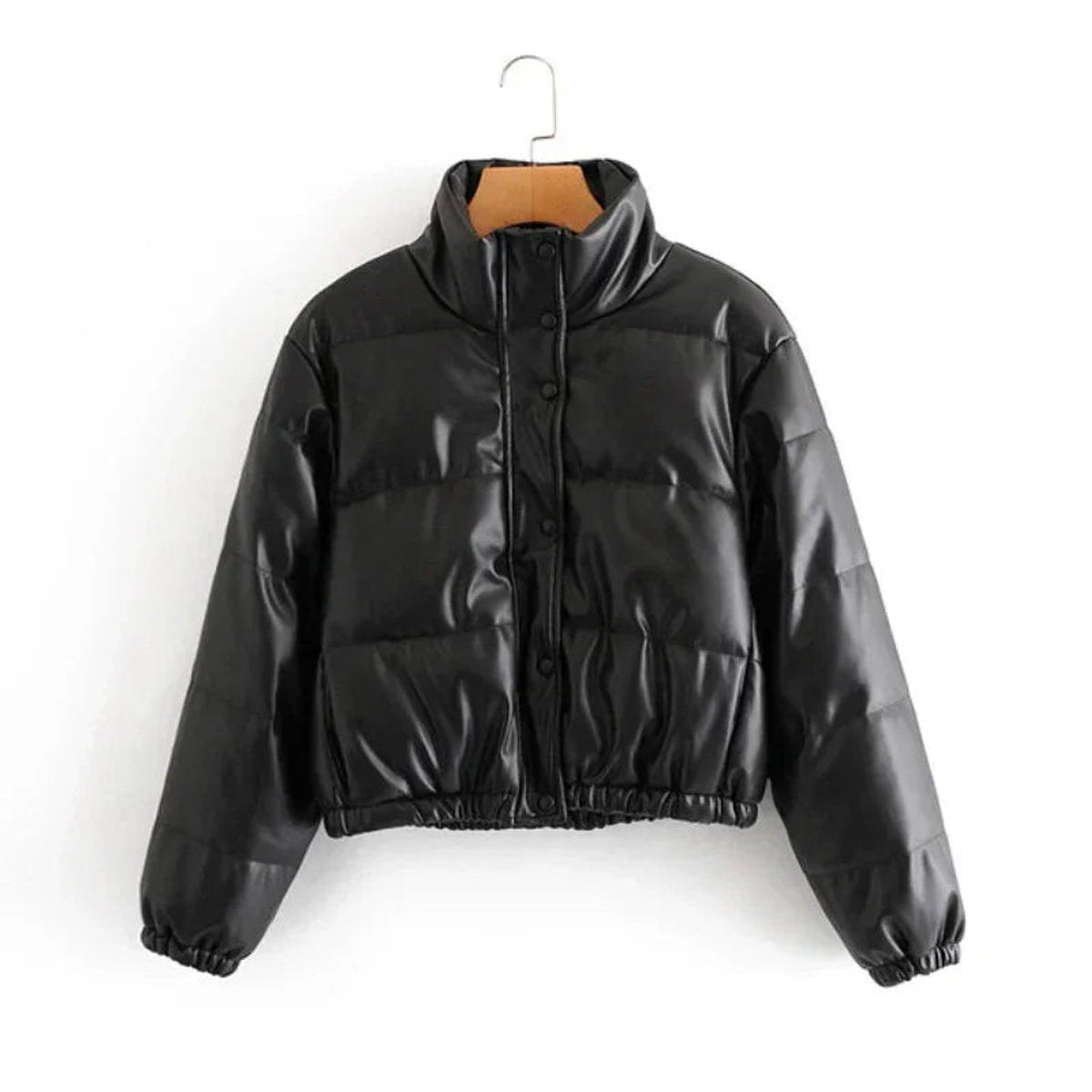 Isa | Women's Faux Leather Cropped Puffer Jacket
