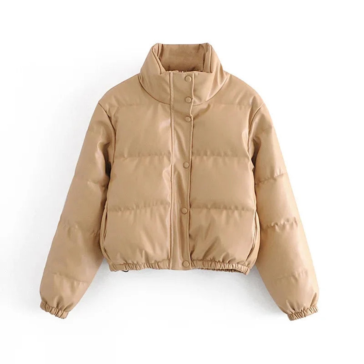 Isa | Women's Faux Leather Cropped Puffer Jacket
