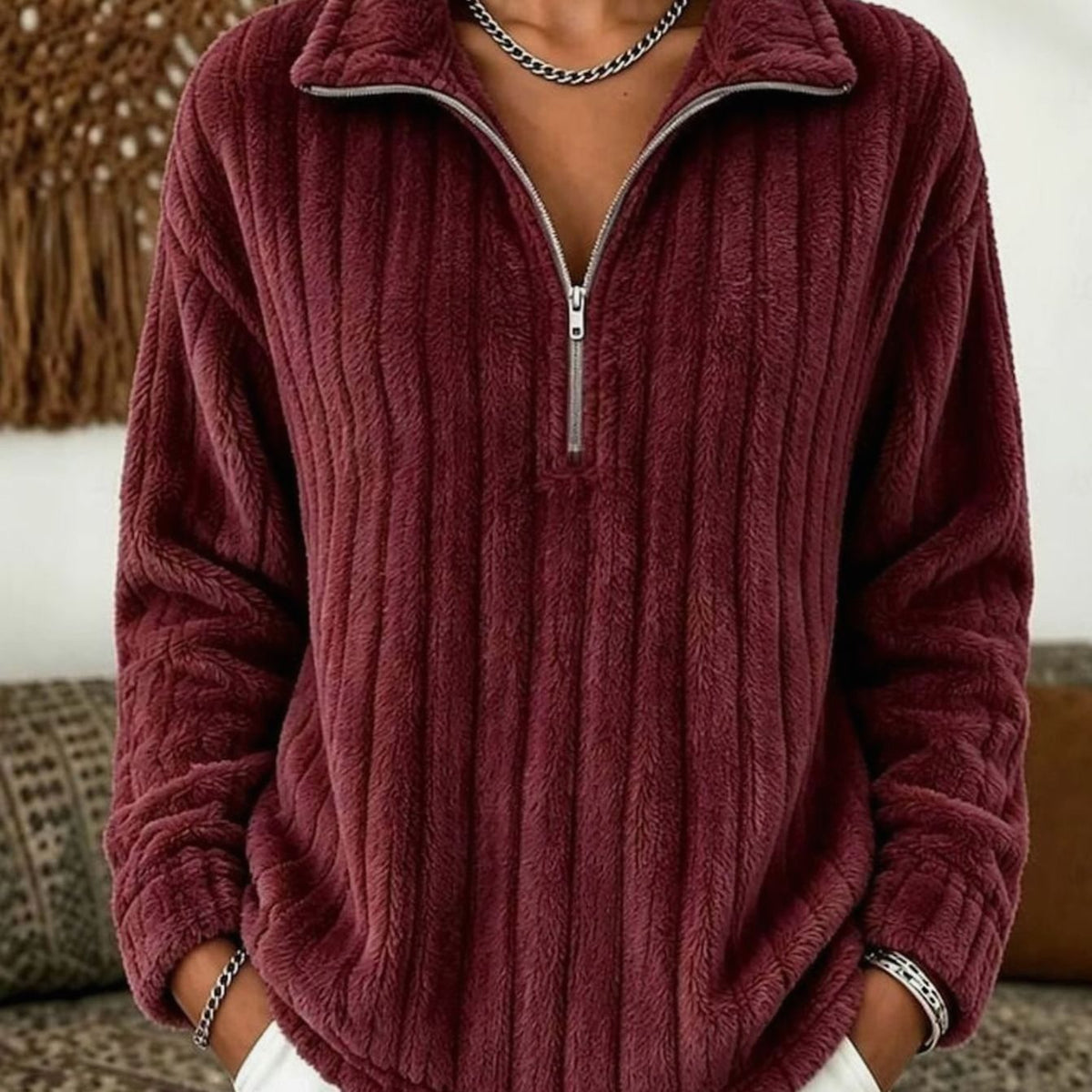 Freya | Ribbed Quarter-Zip Fleece