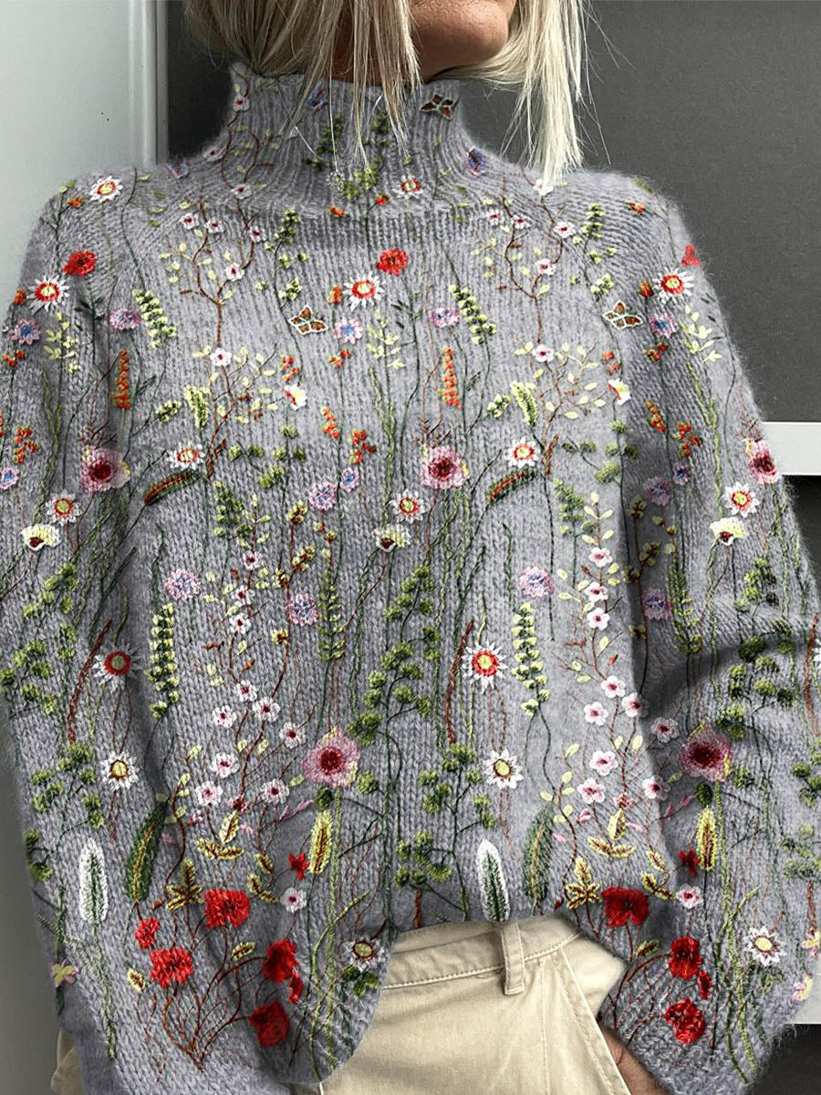Emmeline | Vintage Floral Turtleneck Sweater