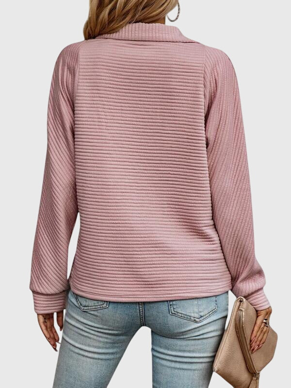 Women's Half-Zip Sweater, Textured Knit and Relaxed Fit - Molly