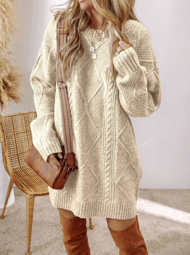Women's Cable Knit Sweater Dress - Matilda Wood