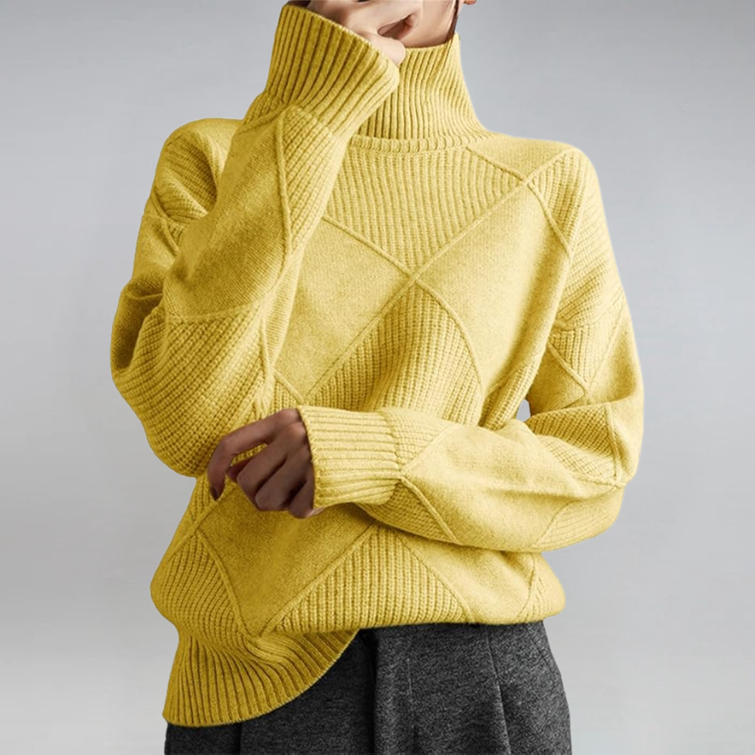 Women's Turtleneck Sweater, Relaxed Cashmere Blend Knit - Lauren