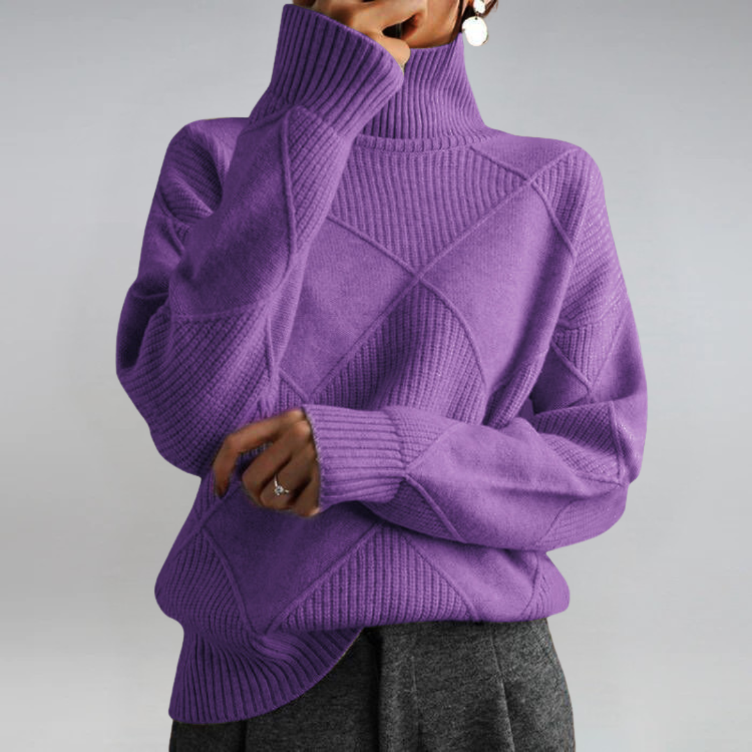 Women's Turtleneck Sweater, Relaxed Cashmere Blend Knit - Lauren