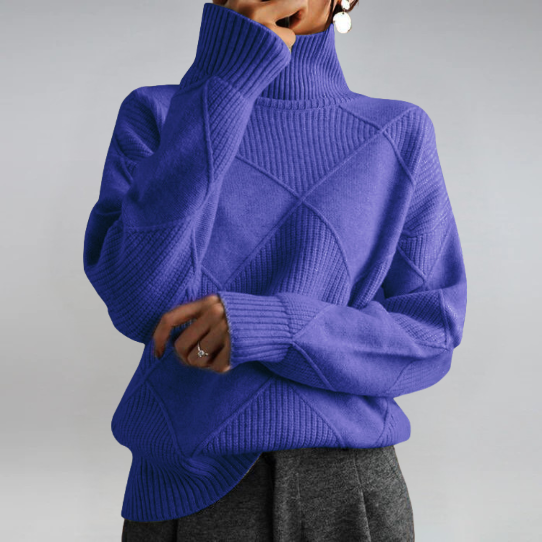 Women's Turtleneck Sweater, Relaxed Cashmere Blend Knit - Lauren