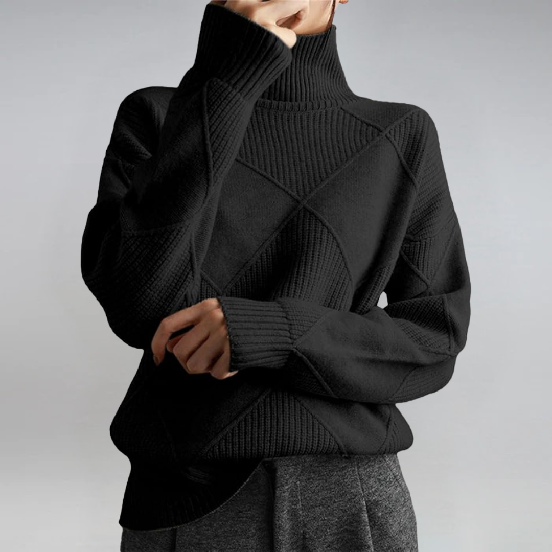 Women's Turtleneck Sweater, Relaxed Cashmere Blend Knit - Lauren