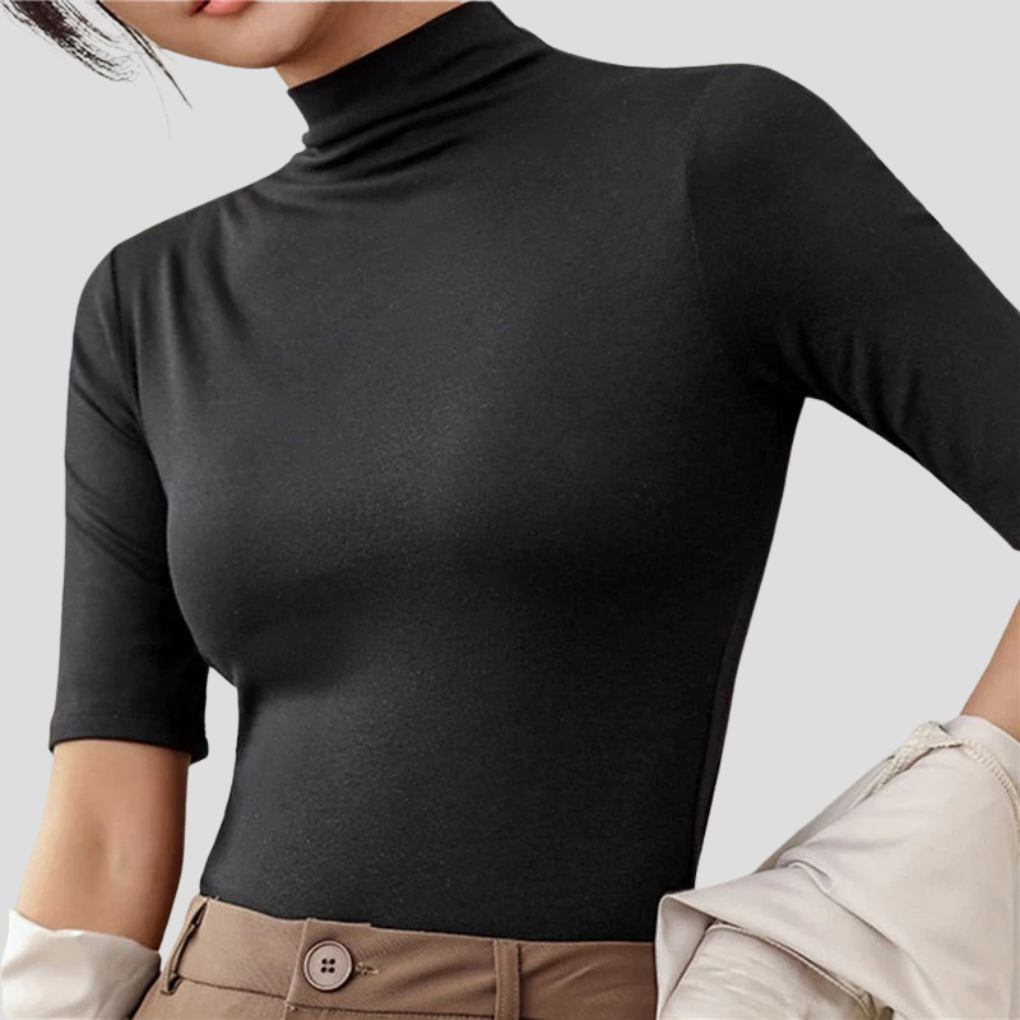 Women's Seamless Turtleneck Top, Ultra-Thin Slim-Fit Knit