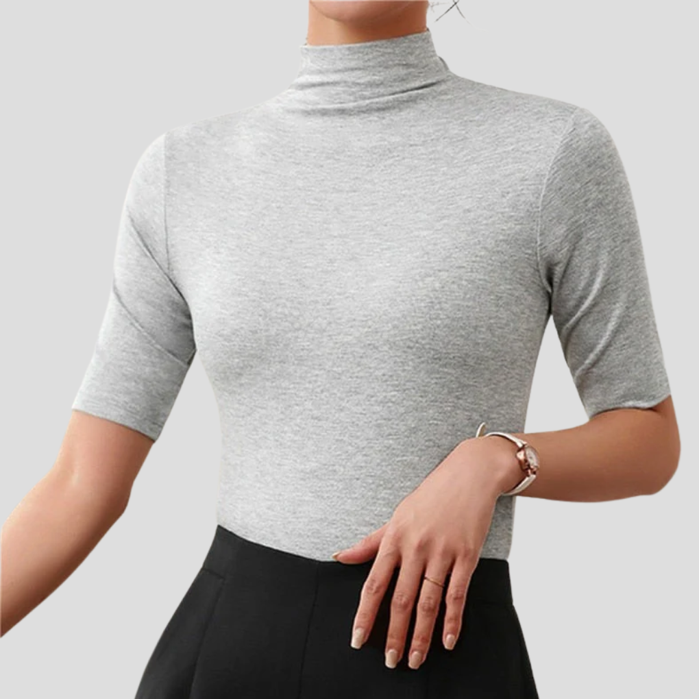 Women's Seamless Turtleneck Top, Ultra-Thin Slim-Fit Knit