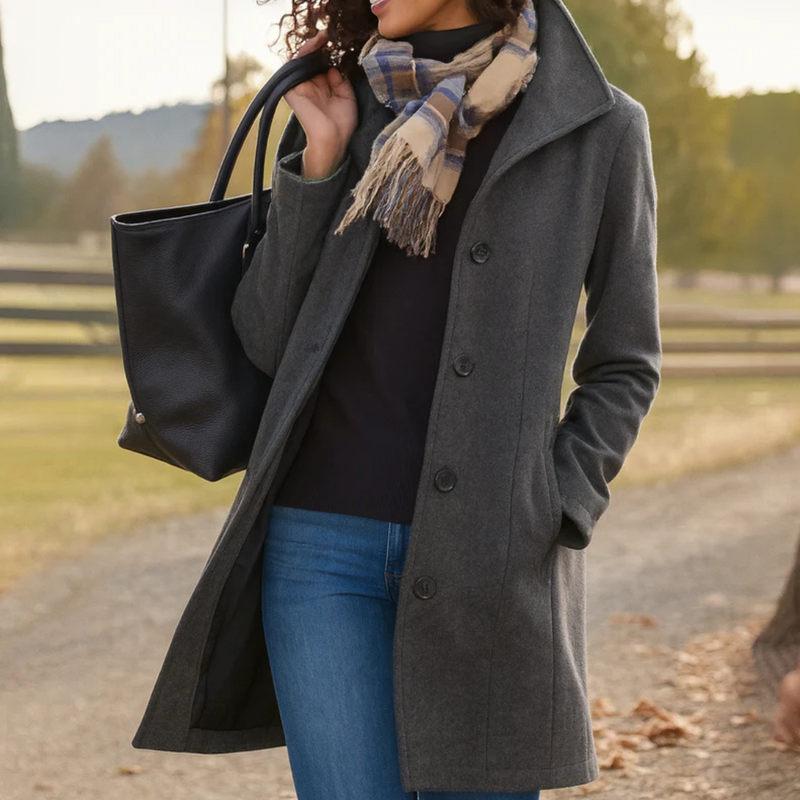 Women's Wool Trench Coat – Longline Button Front