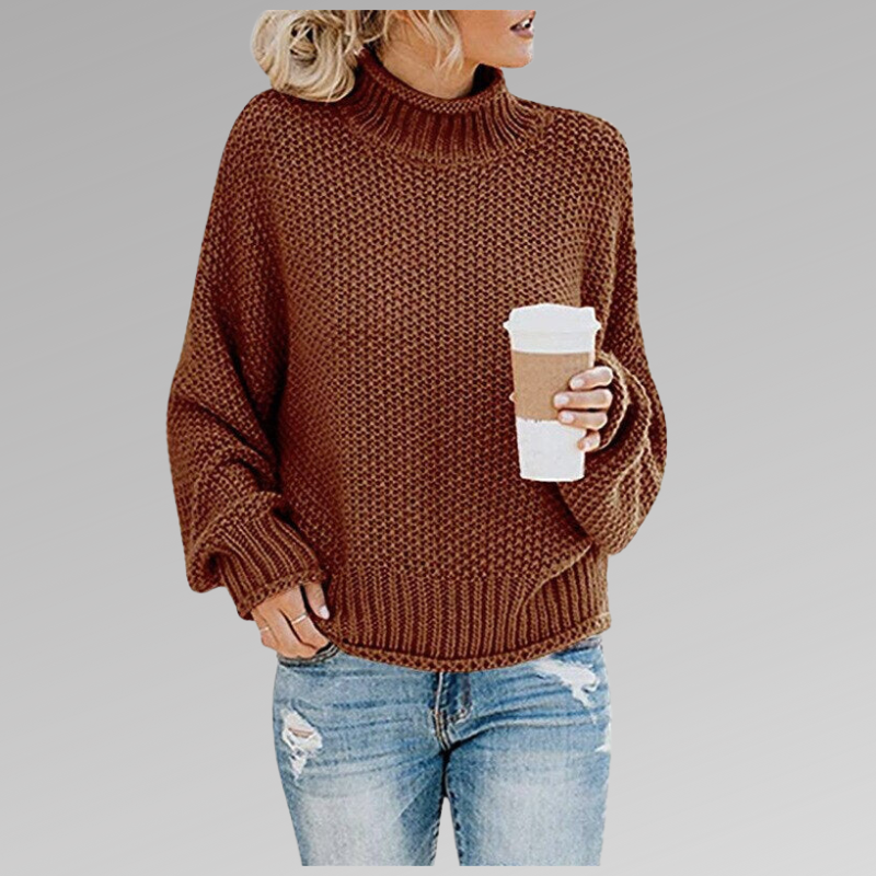 Women's Ribbed Knit Sweater, Relaxed Fit with Dropped Shoulders