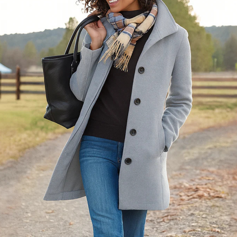 Women's Wool Trench Coat – Longline Button Front