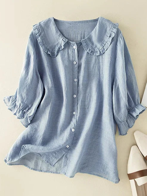 Elise | Peter Pan Collar Linen Shirt