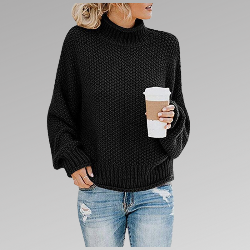Women's Ribbed Knit Sweater, Relaxed Fit with Dropped Shoulders