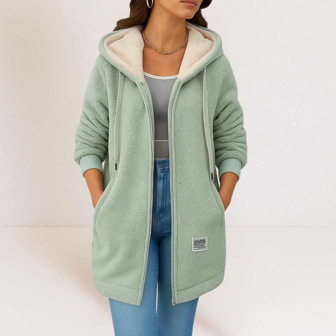 Women's Hooded Fleece Jacket, Zip Front with Pockets - Phoebe