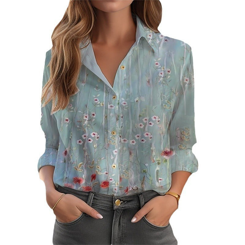 Inge | Floral Button-Up Blouse