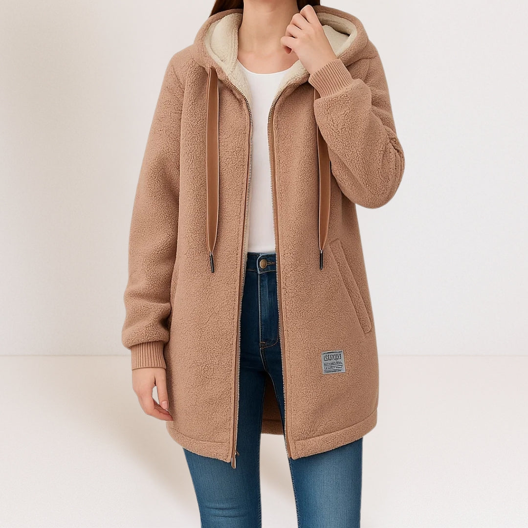 Women's Hooded Fleece Jacket, Zip Front with Pockets - Phoebe