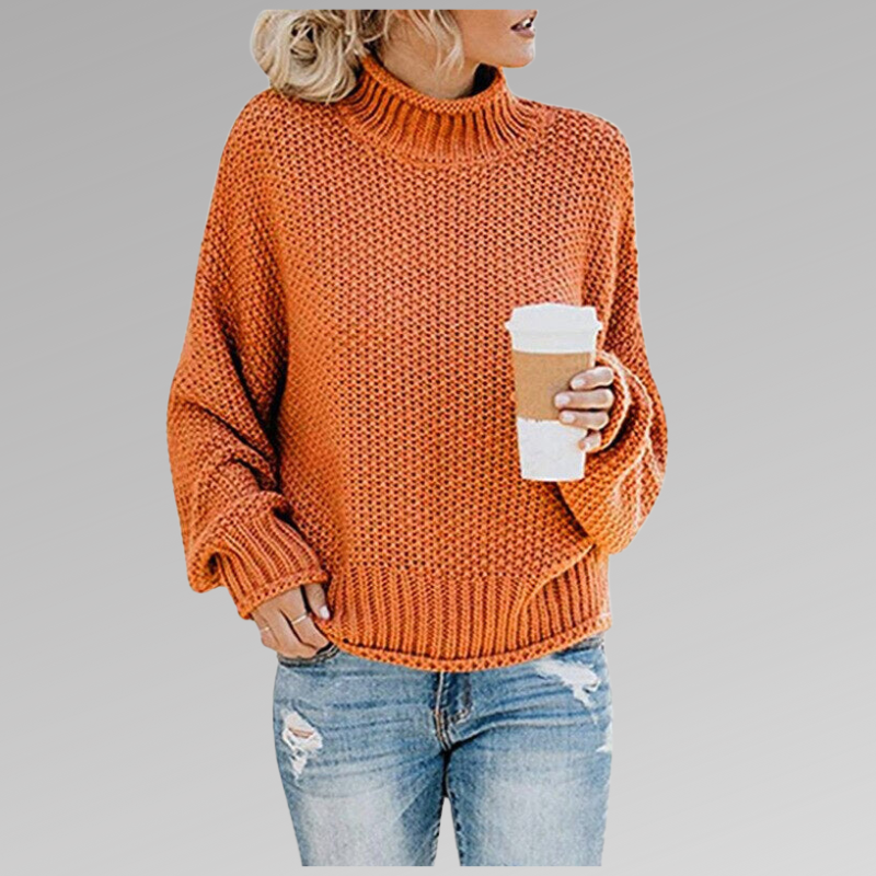 Women's Ribbed Knit Sweater, Relaxed Fit with Dropped Shoulders