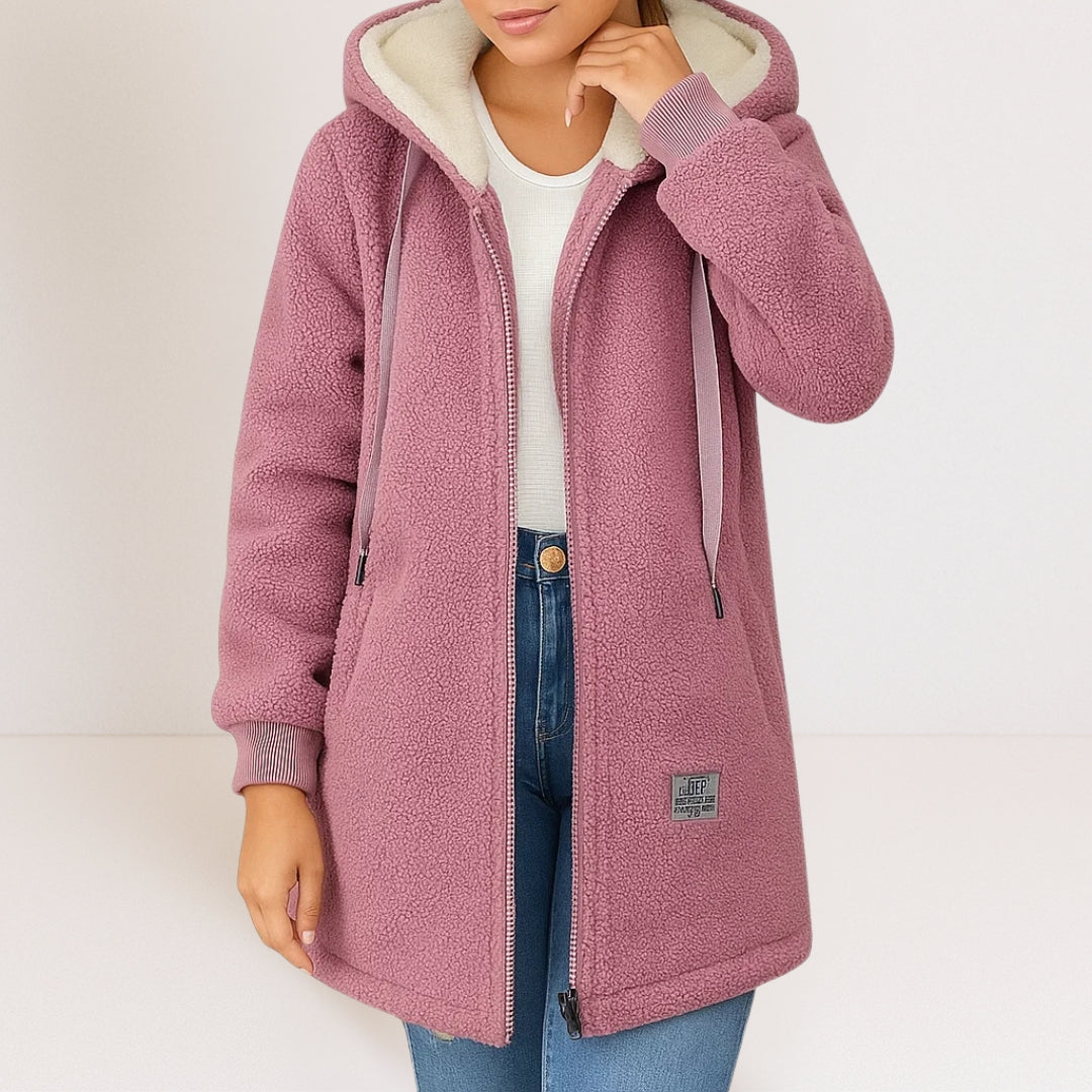 Women's Hooded Fleece Jacket, Zip Front with Pockets - Phoebe