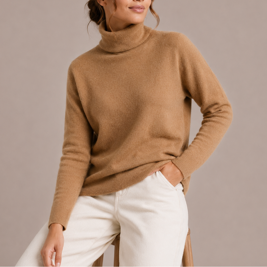 Women's Soft Knit Turtleneck Sweater, Regular Fit and Long Sleeves
