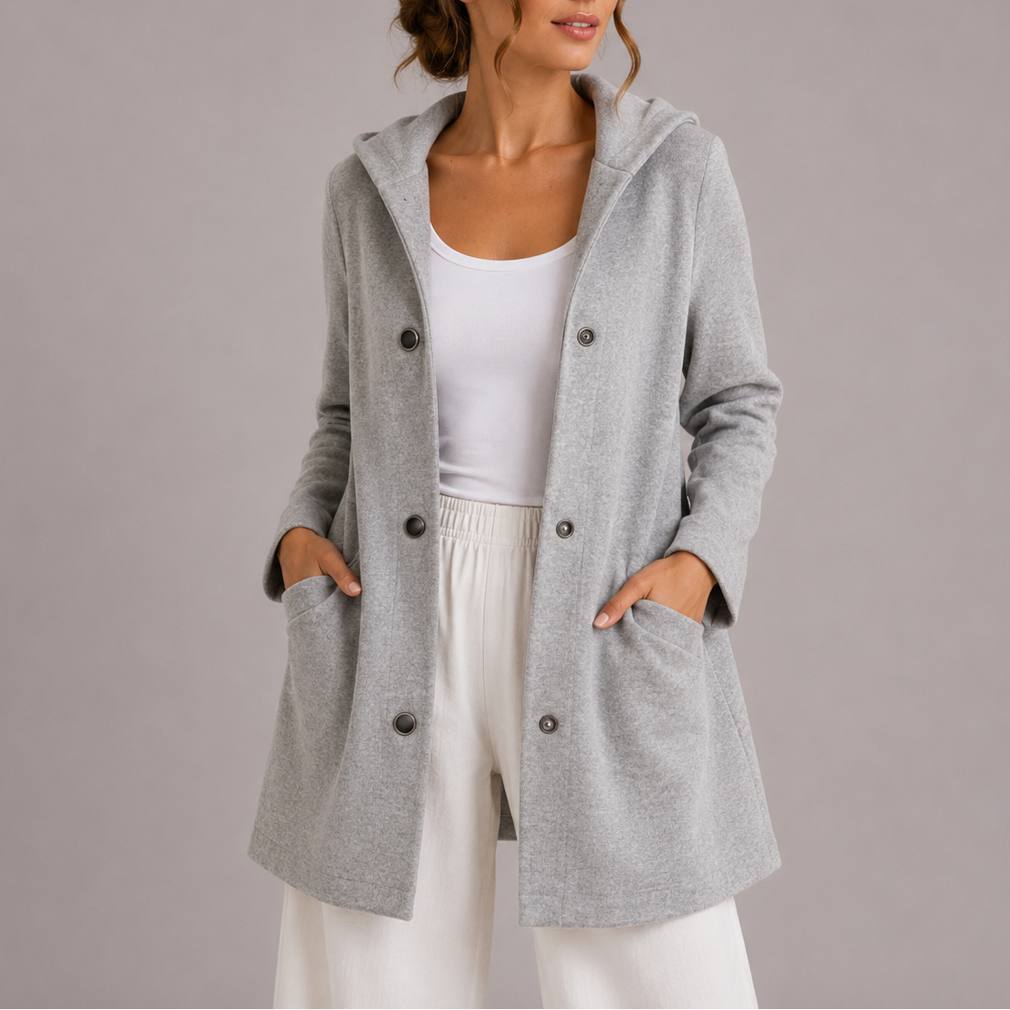 Women's Casual Hooded Cardigan – Longline with Pockets