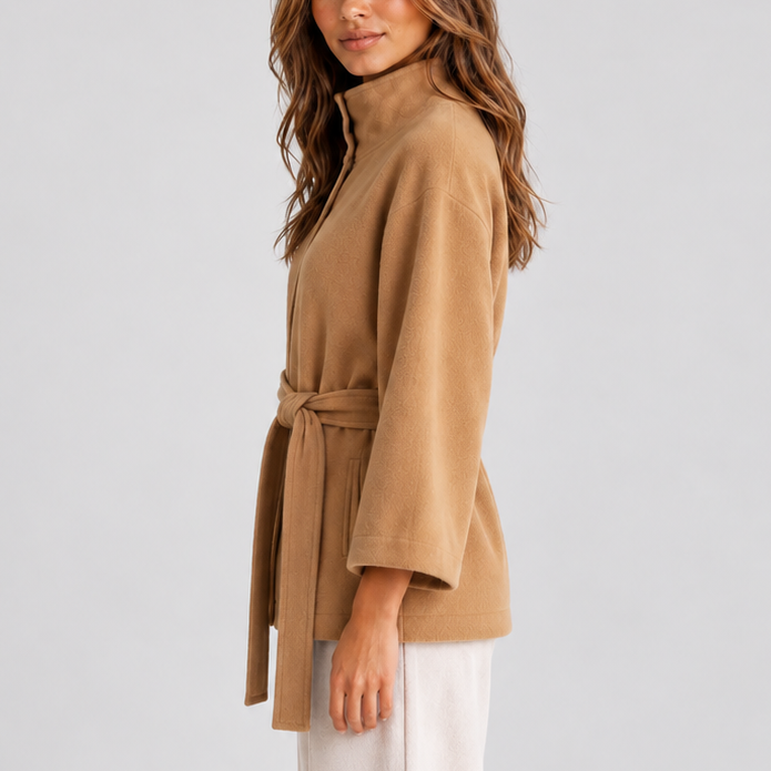 Women's Belted Cape Jacket – Stand Collar