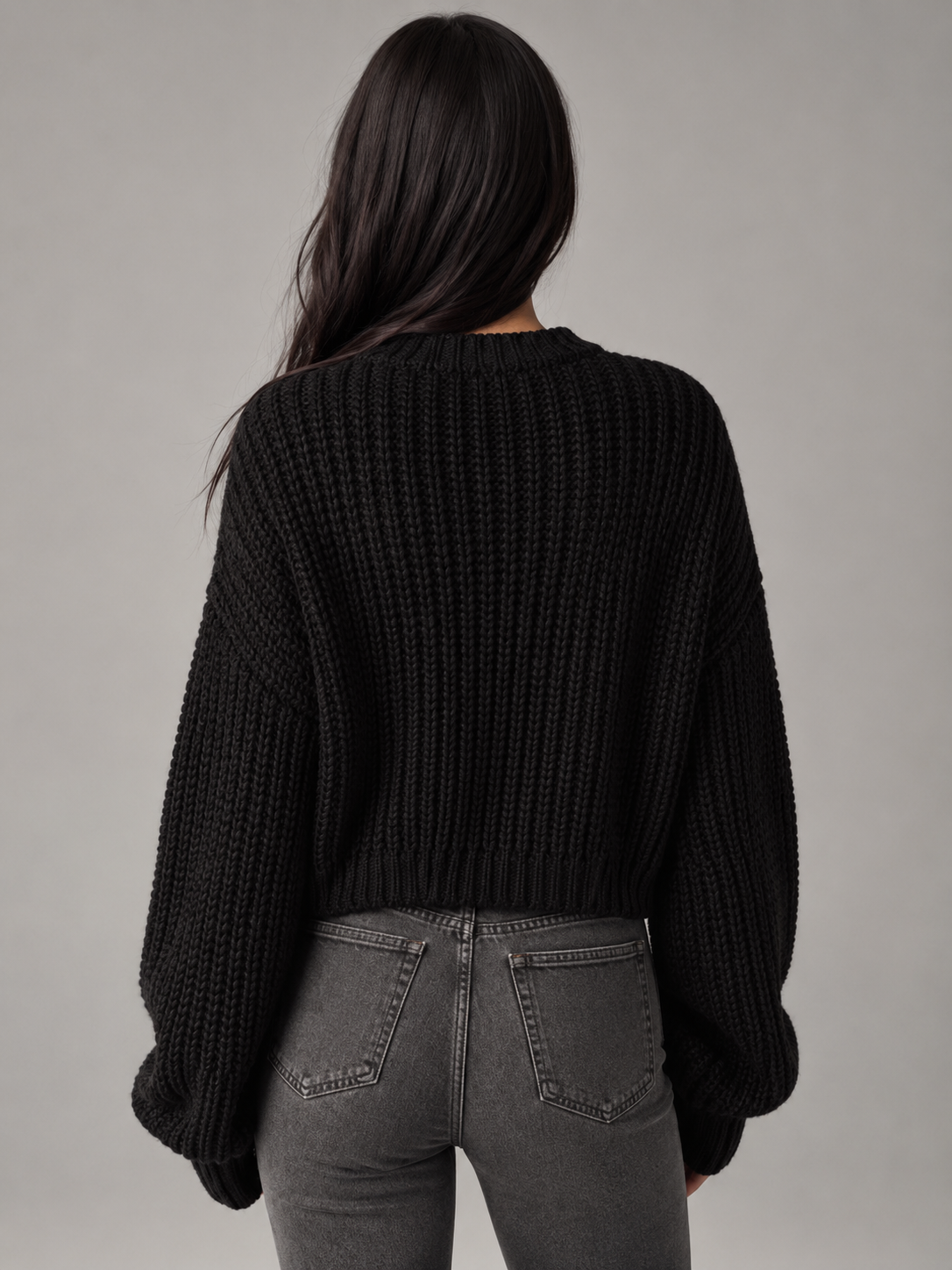 Women's Oversized Sweater, Chunky Knit with Crew Neck