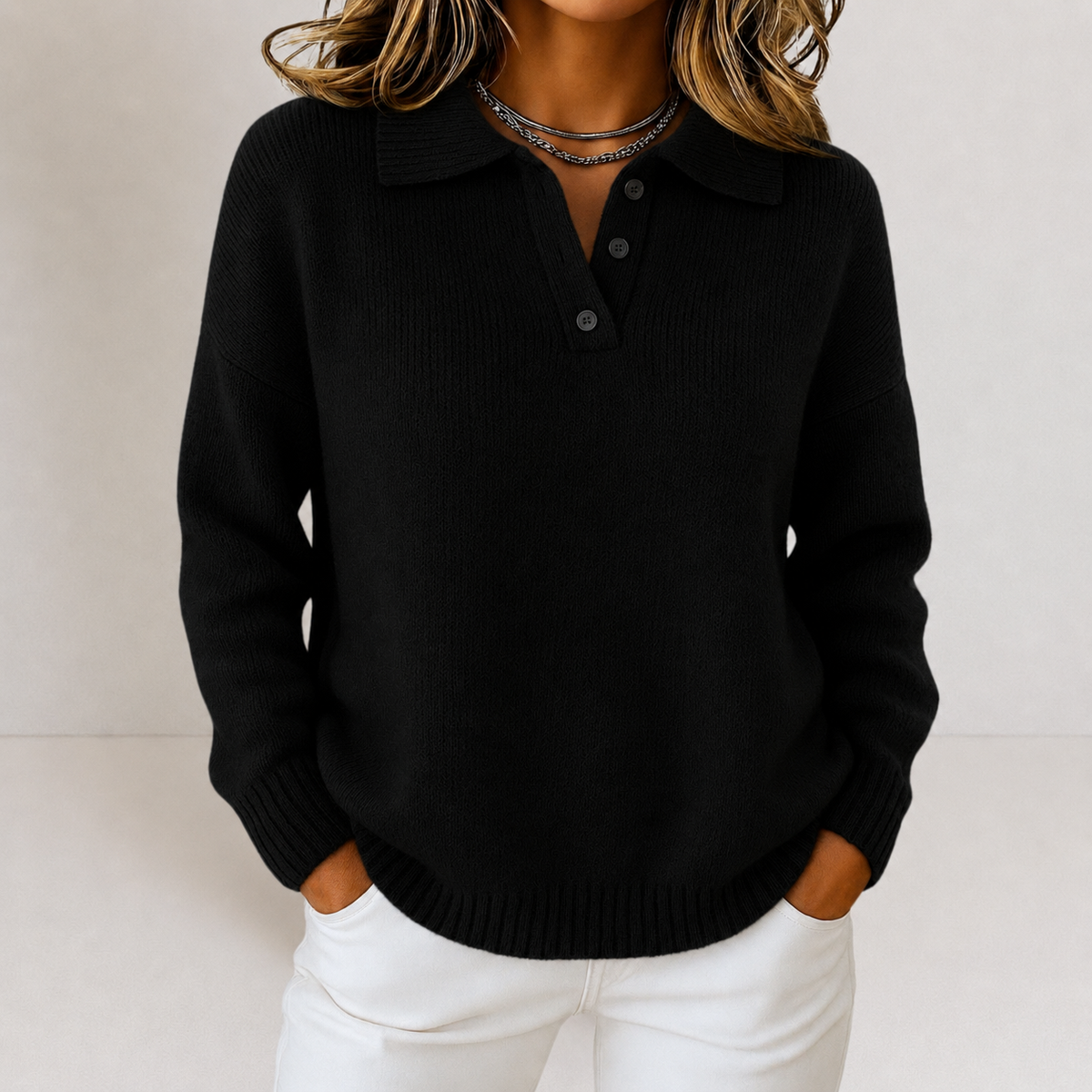 Nora | Polo Collar Knit Sweater