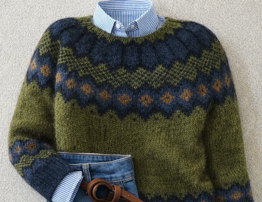Women's Nordic Pattern Sweater, Relaxed Knit - Jessica