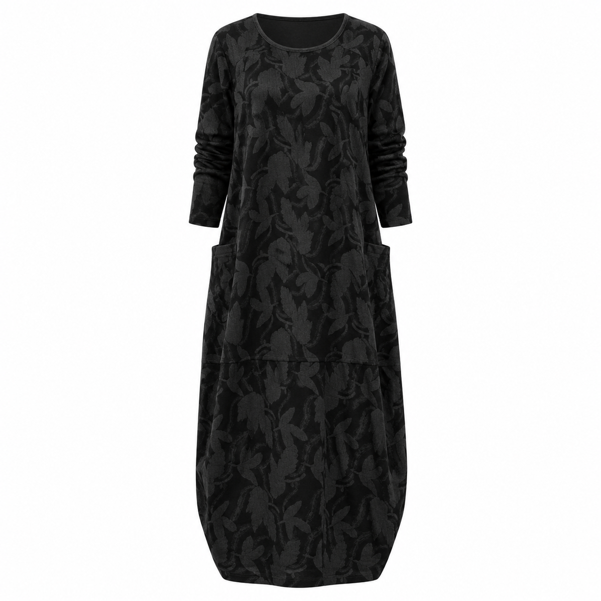 Women's Leaf Print Midi Dress with Pockets - Cressida Marlowe