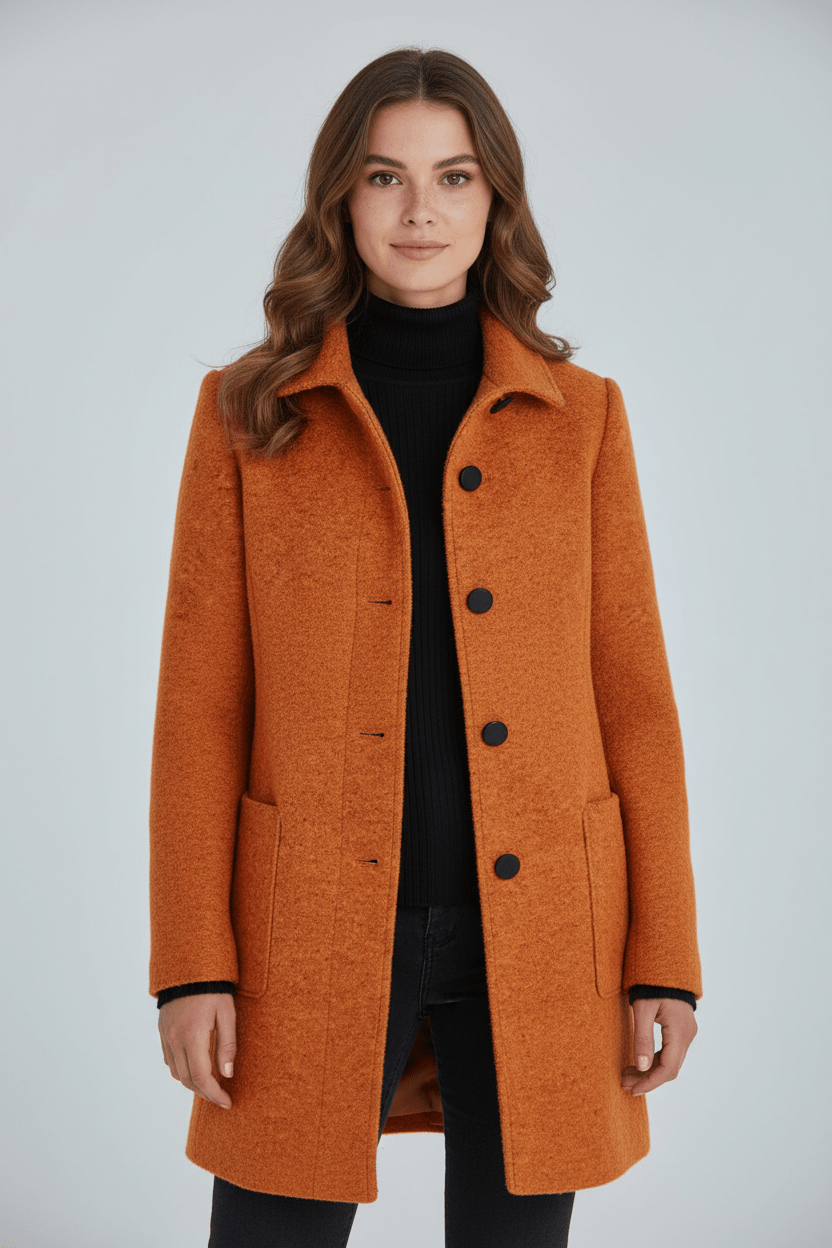 Women's Button-Front Coat, Tailored Fit with Stand Collar