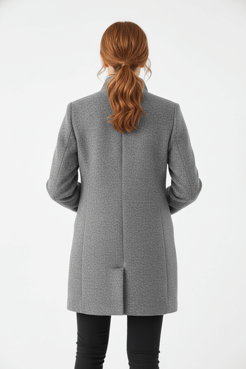 Women's Button-Front Coat, Tailored Fit with Stand Collar