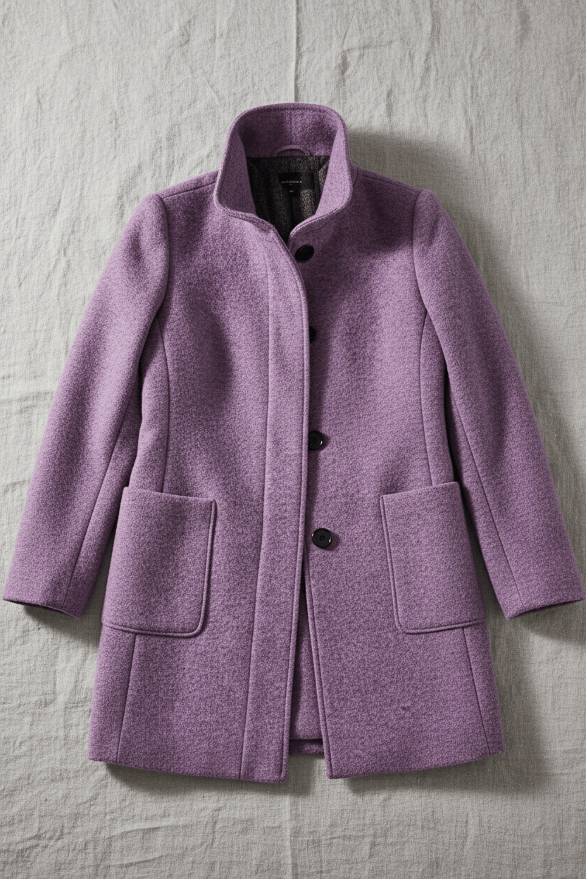 Women's Button-Front Coat, Tailored Fit with Stand Collar