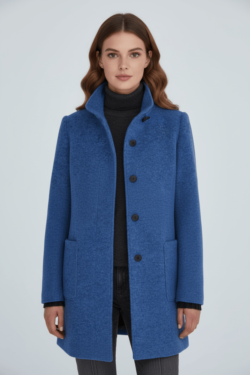 Women's Button-Front Coat, Tailored Fit with Stand Collar