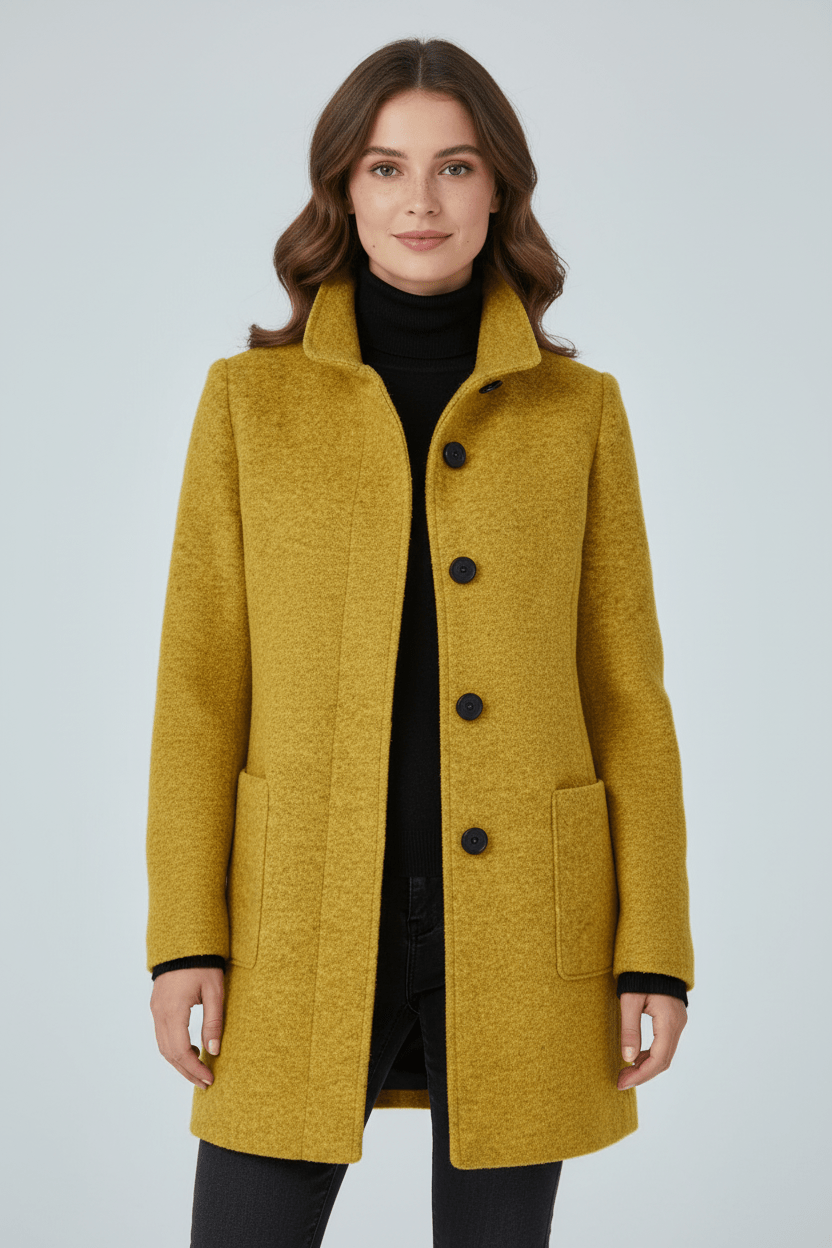 Women's Button-Front Coat, Tailored Fit with Stand Collar