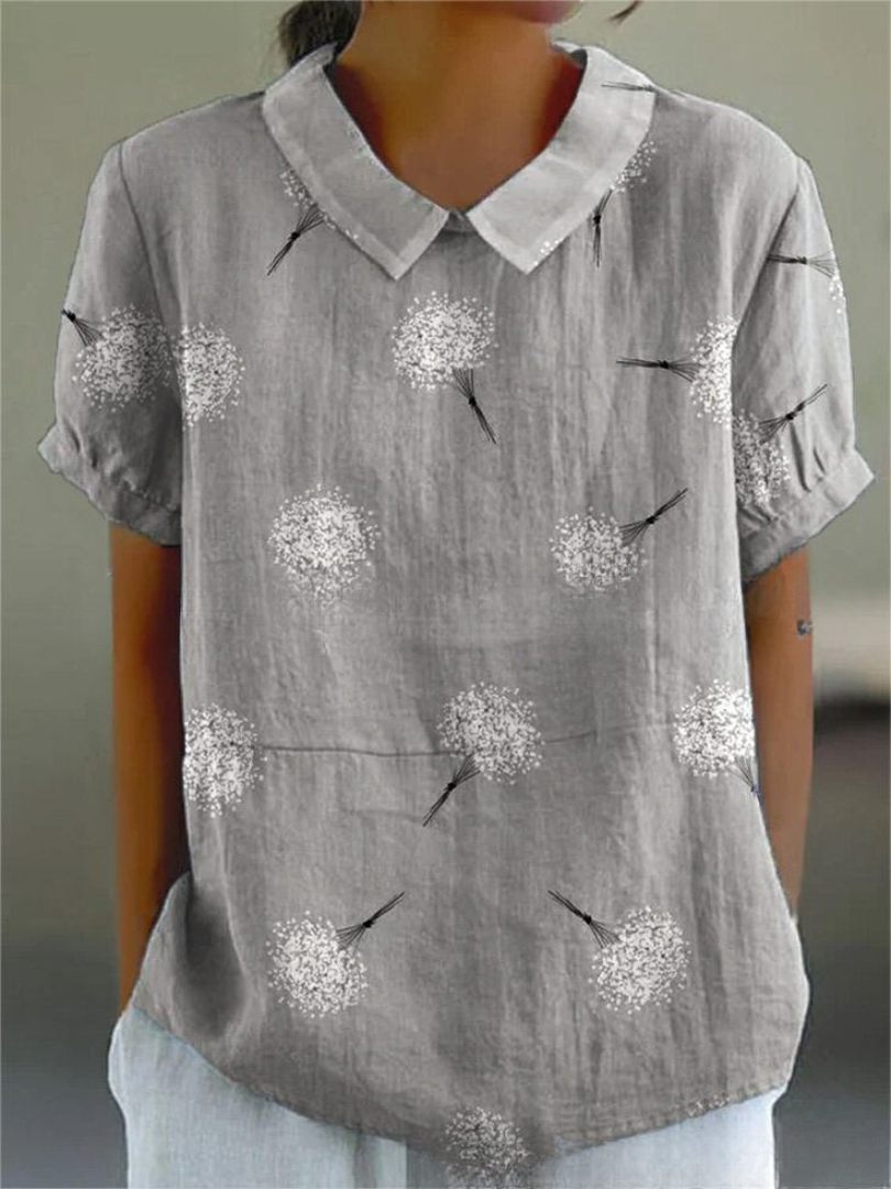 Liana | Vintage Floral Linen Blouse