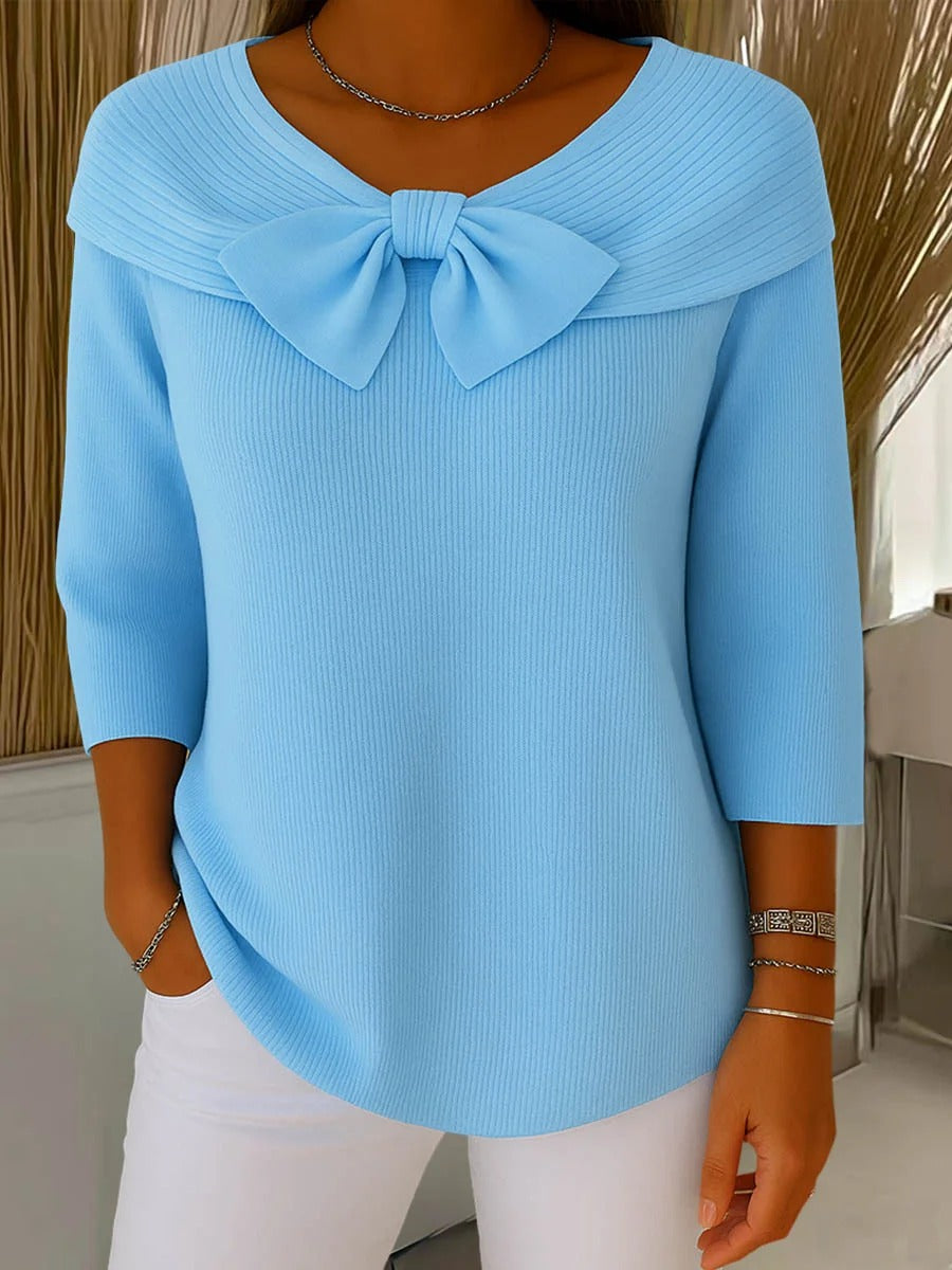 Women's Cotton Blend Bow Sweater, Slim Fit - Riley