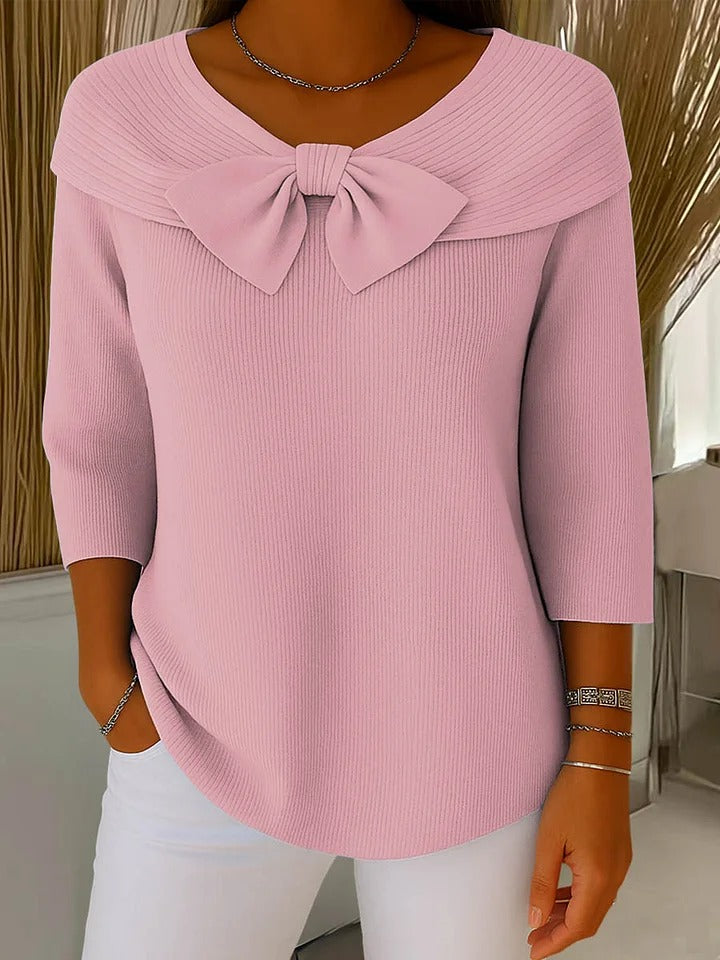 Women's Cotton Blend Bow Sweater, Slim Fit - Riley