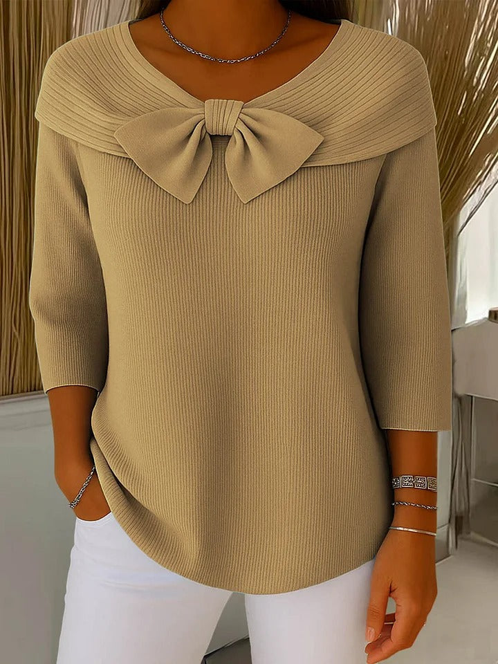 Women's Cotton Blend Bow Sweater, Slim Fit - Riley