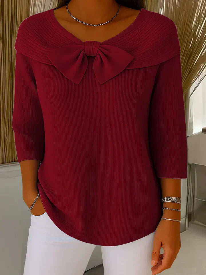 Women's Cotton Blend Bow Sweater, Slim Fit - Riley